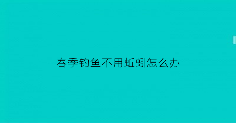 “春季钓鱼不用蚯蚓怎么办(春季钓鱼不用蚯蚓怎么办视频)