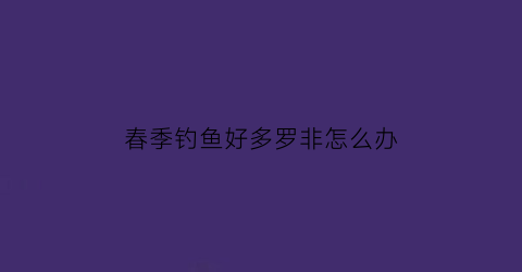春季钓鱼好多罗非怎么办(夏季钓罗非)