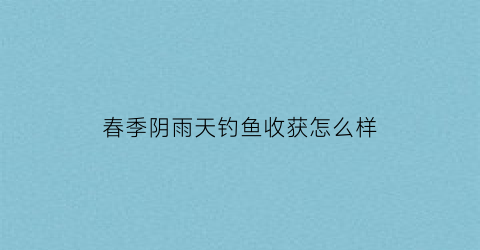 春季阴雨天钓鱼收获怎么样(春天阴雨天气钓鱼)