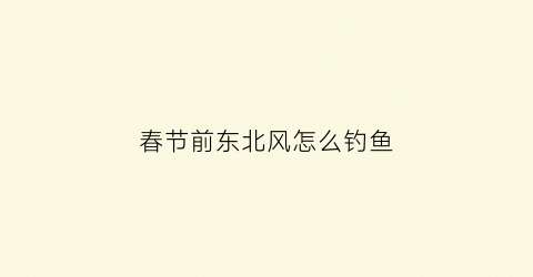 春节前东北风怎么钓鱼(冬季东北风钓鱼怎么样)