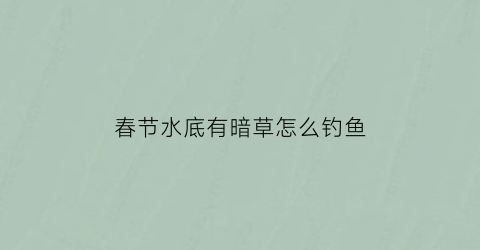 春节水底有暗草怎么钓鱼(水底暗草怎么清理)