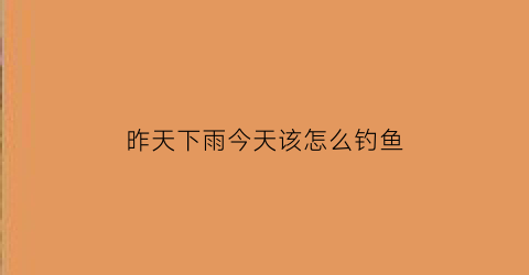 昨天下雨今天该怎么钓鱼(昨天下雨今天该怎么钓鱼呢)