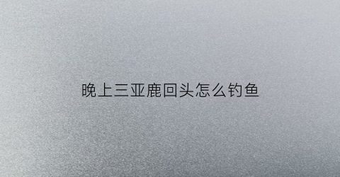 晚上三亚鹿回头怎么钓鱼(三亚鹿回头退潮时间)