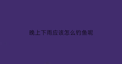 晚上下雨应该怎么钓鱼呢(晚上下着雨好钓鱼吗)