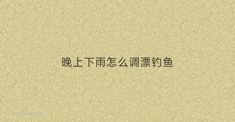 晚上下雨怎么调漂钓鱼(晚上下着雨好钓鱼吗)