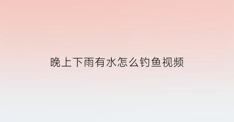 “晚上下雨有水怎么钓鱼视频(晚上下雨有水怎么钓鱼视频教学)