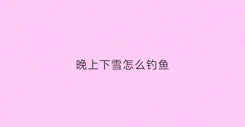 晚上下雪怎么钓鱼(下雪天能钓鱼吗答案那是肯定的但你知道要怎么钓吗)