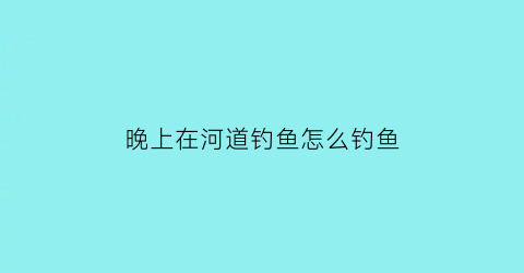 晚上在河道钓鱼怎么钓鱼(晚上河边钓鱼技巧)