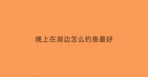 “晚上在湖边怎么钓鱼最好(晚上河边钓鱼技巧)