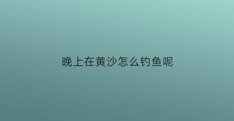 晚上在黄沙怎么钓鱼呢(晚上在黄沙怎么钓鱼呢视频)