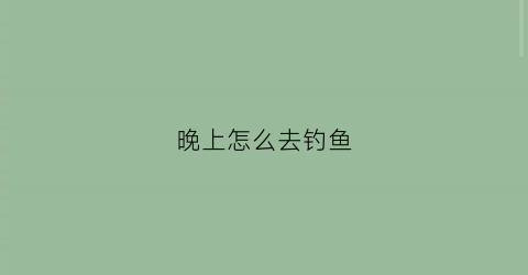晚上怎么去钓鱼(晚上如何钓鱼)