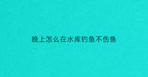 “晚上怎么在水库钓鱼不伤鱼(晚上在水库钓鱼技巧)