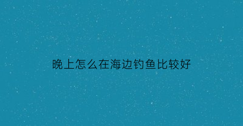 晚上怎么在海边钓鱼比较好(晚上去海边钓鱼能钓着鱼吗)