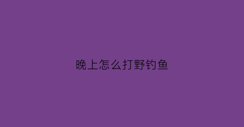 晚上怎么打野钓鱼