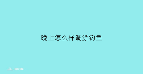 晚上怎么样调漂钓鱼(晚上钓鱼怎么样才钓得到)