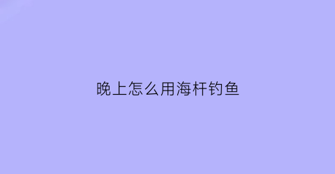 晚上怎么用海杆钓鱼