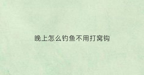 晚上怎么钓鱼不用打窝钩(晚上怎么才能钓到鱼)