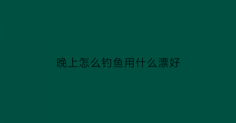 晚上怎么钓鱼用什么漂好