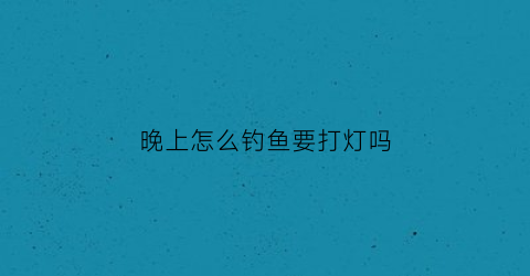 晚上怎么钓鱼要打灯吗(晚上钓鱼要开灯吗)