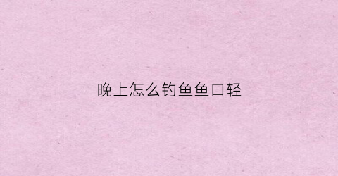 晚上怎么钓鱼鱼口轻(晚上钓鱼怎么样才钓得到)