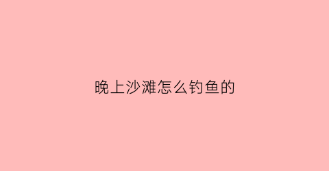 晚上沙滩怎么钓鱼的(沙滩边钓鱼技巧)