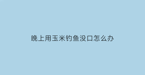 晚上用玉米钓鱼没口怎么办