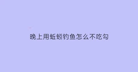 晚上用蚯蚓钓鱼怎么不吃勾(晚上用蚯蚓钓鱼好用吗)