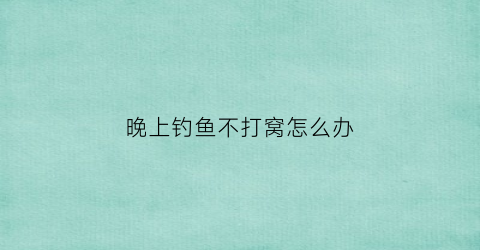 “晚上钓鱼不打窝怎么办(晚上钓鱼不打窝怎么办呀)