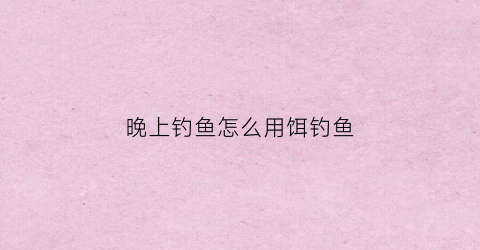 晚上钓鱼怎么用饵钓鱼(晚上如何钓鱼)