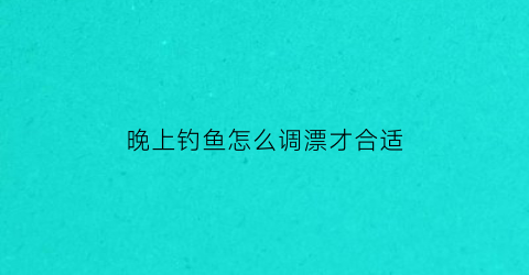 晚上钓鱼怎么调漂才合适(晚上钓鱼怎么调漂才合适视频)