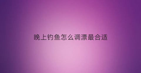 “晚上钓鱼怎么调漂最合适(晚上钓鱼怎么调漂最合适图片)