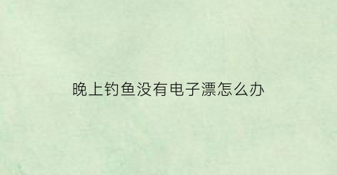 晚上钓鱼没有电子漂怎么办(晚上钓鱼没有夜光漂怎么办)