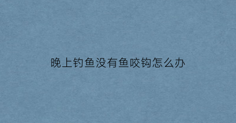 晚上钓鱼没有鱼咬钩怎么办(晚上野钓鱼没口是什么原因)