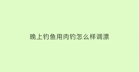 “晚上钓鱼用肉钓怎么样调漂(晚上钓鱼怎样钓到大鱼)