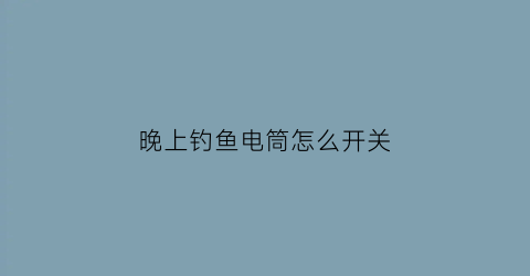 晚上钓鱼电筒怎么开关(夜钓用手电筒)