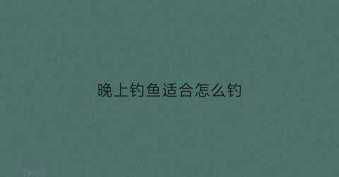 晚上钓鱼适合怎么钓(晚上钓鱼怎么钓最好)