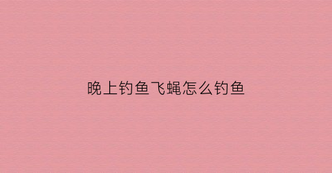 晚上钓鱼飞蝇怎么钓鱼(飞蝇钩晚上能钓到鱼吗)