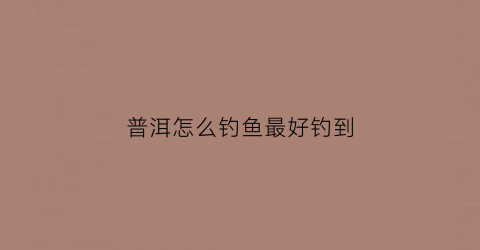 普洱怎么钓鱼最好钓到(普洱钓鱼好去处)