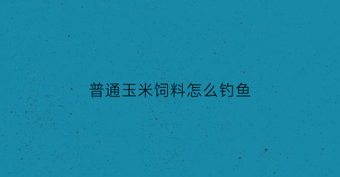 普通玉米饲料怎么钓鱼