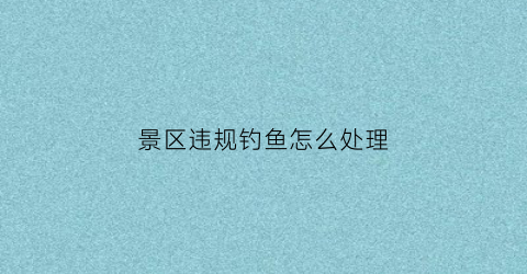 景区违规钓鱼怎么处理(违反景区规定是否有权处罚)