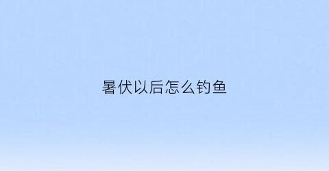 暑伏以后怎么钓鱼