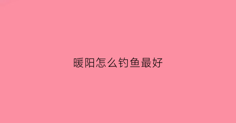 暖阳怎么钓鱼最好