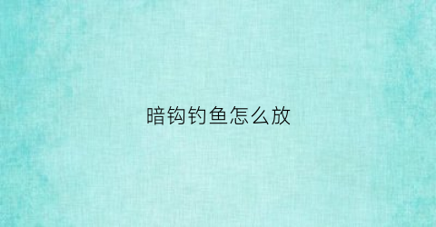 暗钩钓鱼怎么放