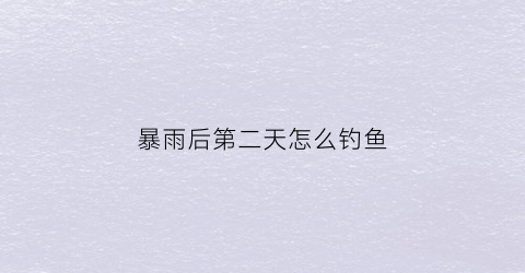 暴雨后第二天怎么钓鱼(暴雨后第二天怎么钓鱼好)
