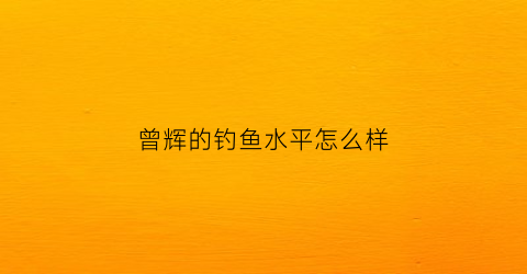 曾辉的钓鱼水平怎么样(曾晖是几级钓鱼大师)
