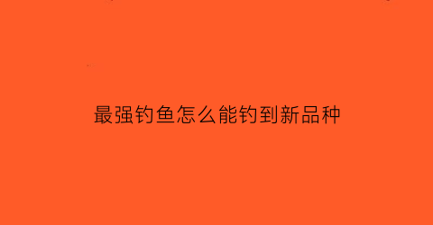 “最强钓鱼怎么能钓到新品种(最强钓鱼什么鱼饵好用)