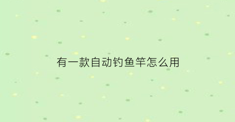 “有一款自动钓鱼竿怎么用(有一款自动钓鱼竿怎么用的)