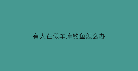 有人在假车库钓鱼怎么办(假车库怎么守)