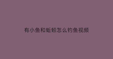 有小鱼和蚯蚓怎么钓鱼视频(钓小鱼蚯蚓怎么挂钩实拍)