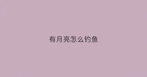 有月亮怎么钓鱼